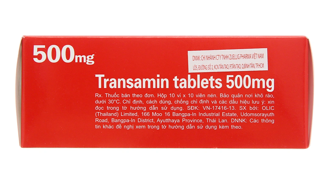 Transamin Tablets 500mg điều trị chảy máu do tăng tiêu firin (10 vỉ x 10 viên) - 2