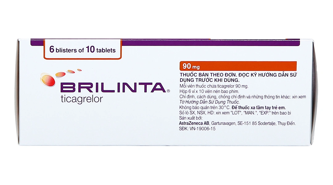 Brilinta 90mg phòng ngừa biến cố huyết khối (6 vỉ x 10 viên) - 1
