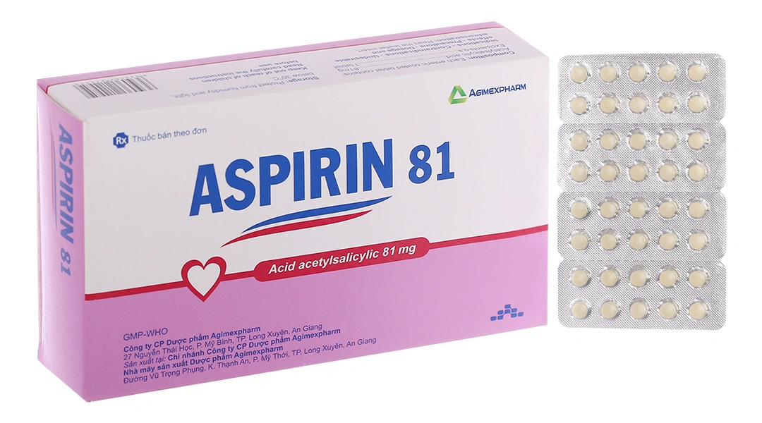 Aspirin 81 dự phòng đột quỵ, nhồi máu cơ tim (20 vỉ x 10 viên) - 