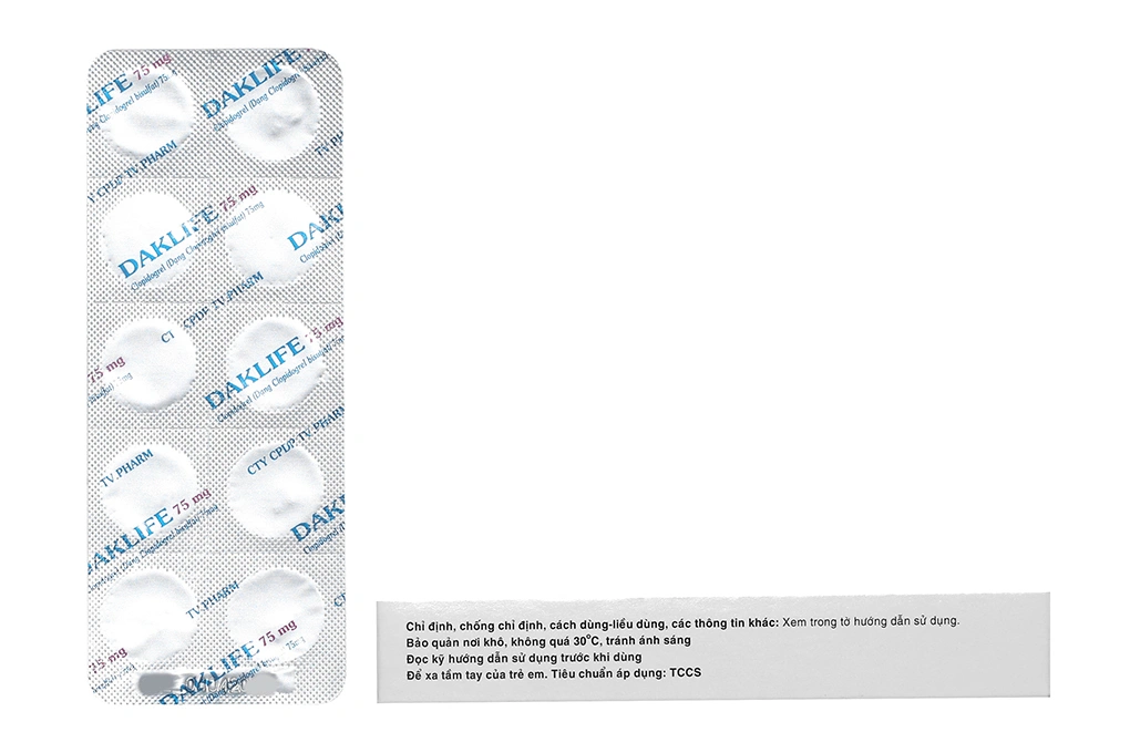 Daklife 75mg phòng và trị huyết khối (3 vỉ x 10 viên) - 1