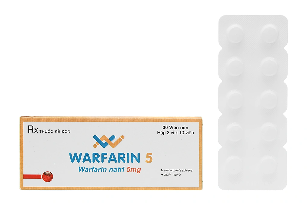 Warfarin 5 SPM phòng và trị huyết khối tĩnh mạch (3 vỉ x 10 viên) - 