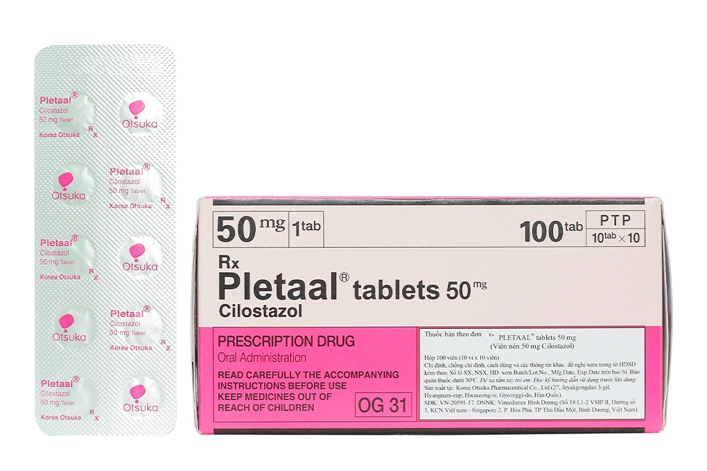 Pletaal Tablets 50mg trị thiếu máu cục bộ (10 vỉ x 10 viên) - 1