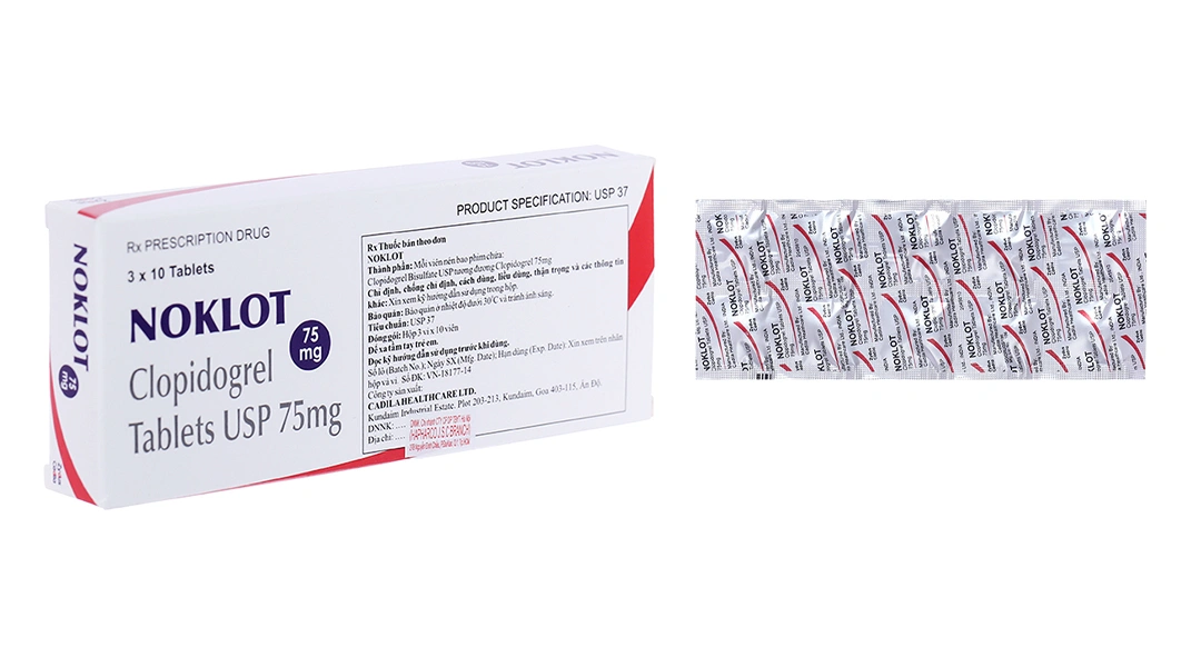 Noklot 75mg ngừa tai biến do xơ vữa động mạch (3 vỉ x 10 viên) - 