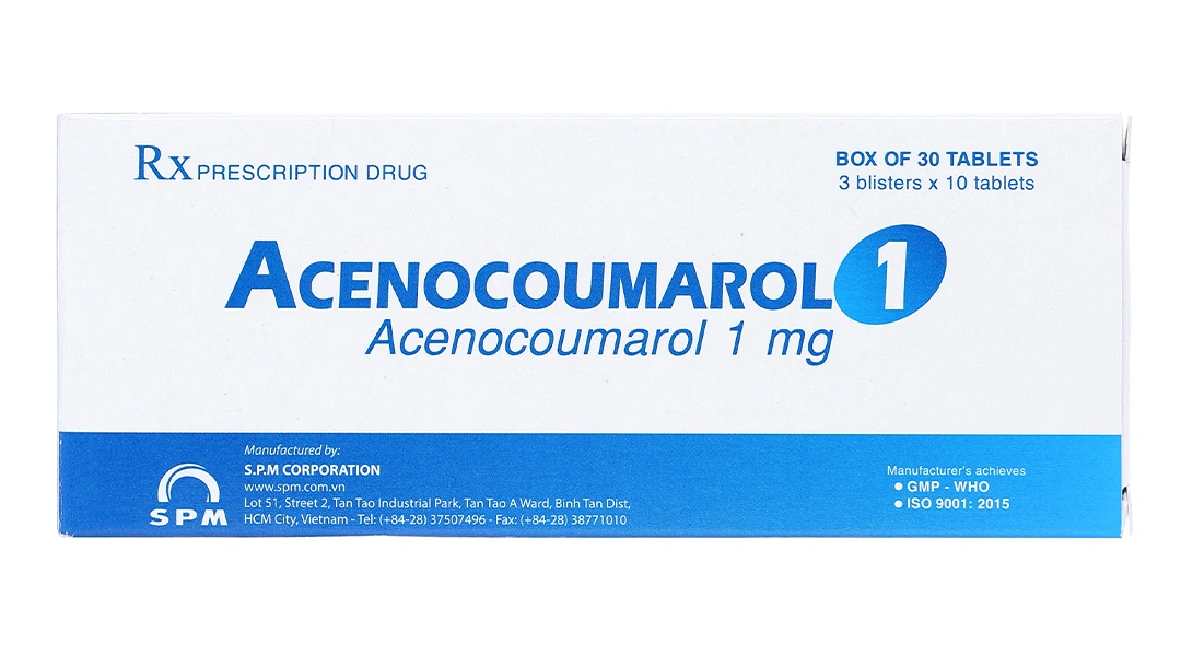 Acenocoumarol 1 SPM phòng và trị bệnh nghẽn mạch (3 vỉ x 10 viên) - 1