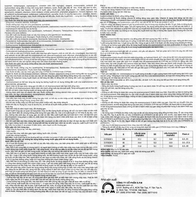 Acenocoumarol 1 SPM phòng và trị bệnh nghẽn mạch (3 vỉ x 10 viên) - 6