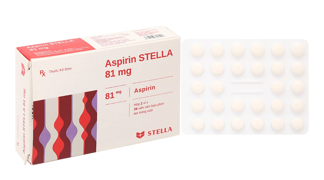 Aspirin Stella 81mg dự phòng đột quỵ, nhồi máu cơ tim (2 vỉ x 28 viên) - 