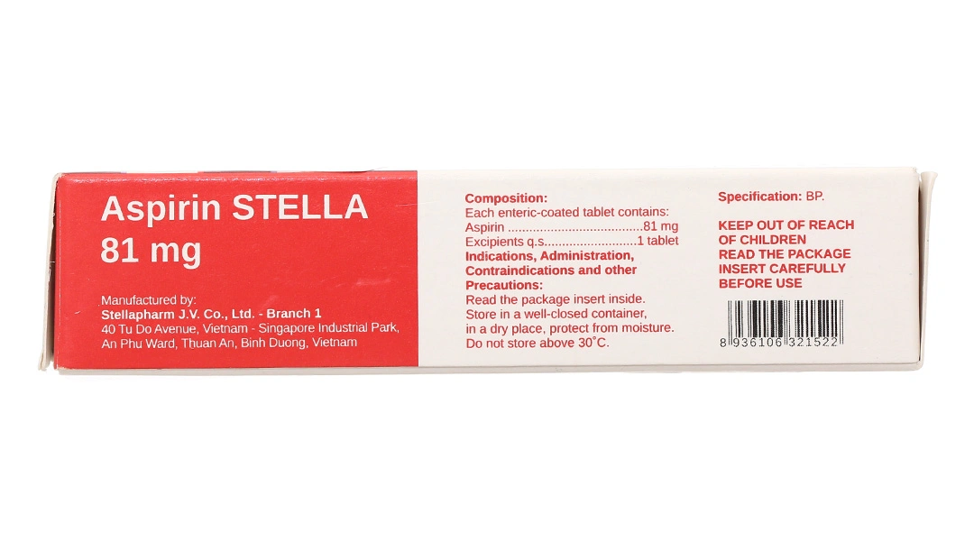 Aspirin Stella 81mg dự phòng đột quỵ, nhồi máu cơ tim (2 vỉ x 28 viên) - 2