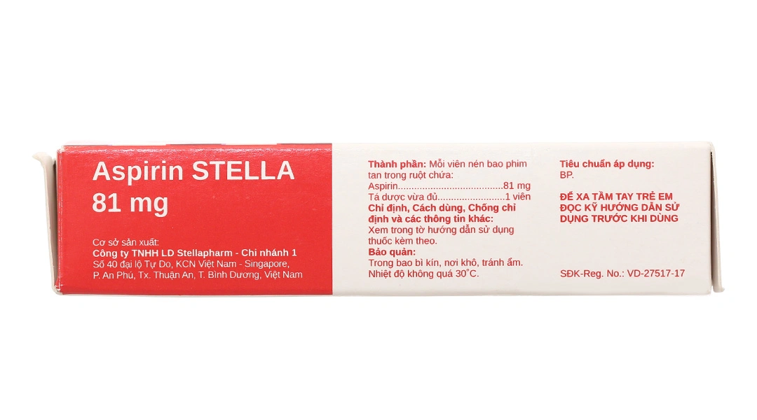 Aspirin Stella 81mg dự phòng đột quỵ, nhồi máu cơ tim (2 vỉ x 28 viên) - 3