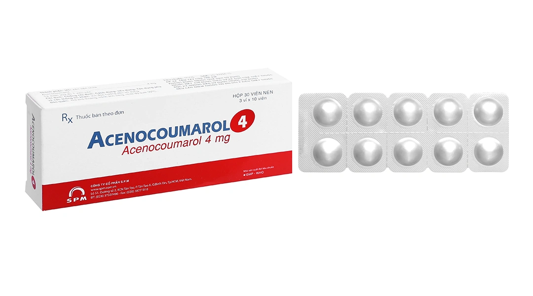 Acenocoumarol 4 SPM trị và ngăn ngừa bệnh nghẽn mạch (3 vỉ x 10 viên) - 