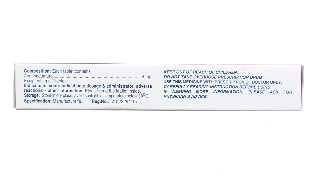 Acenocoumarol 4 SPM trị và ngăn ngừa bệnh nghẽn mạch (3 vỉ x 10 viên) - 1