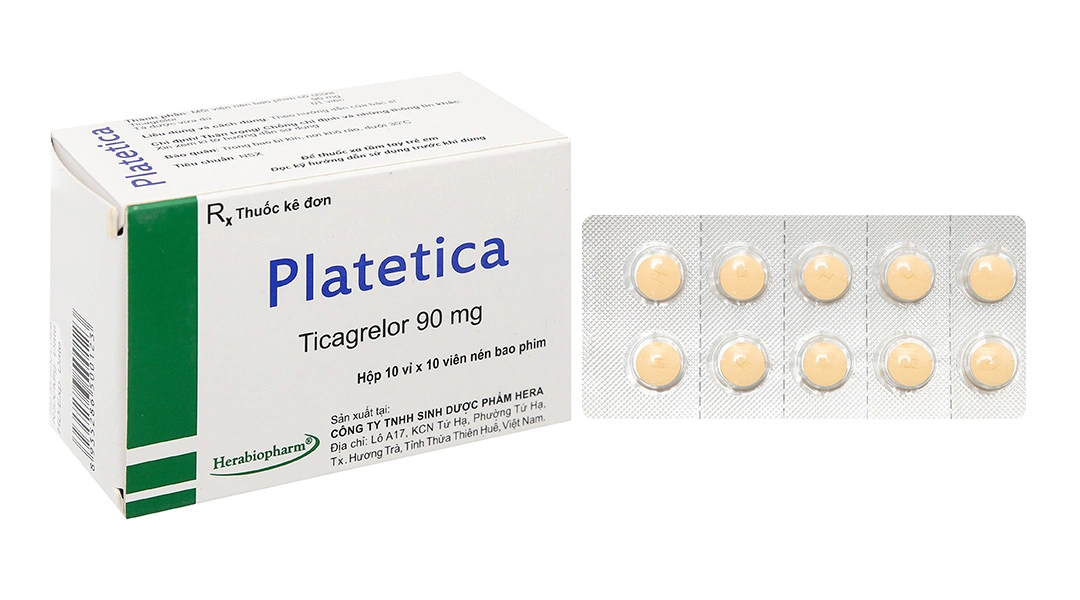 Platetica 90mg dự phòng biến cố huyết khối do xơ vữa (10 vỉ x 10 viên) - 