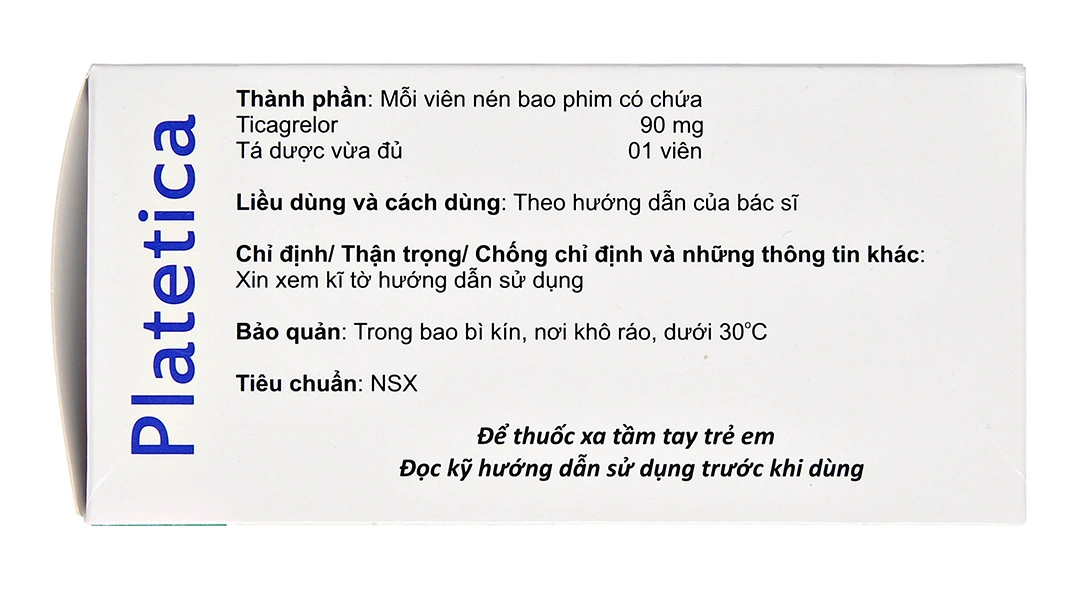 Platetica 90mg dự phòng biến cố huyết khối do xơ vữa (10 vỉ x 10 viên) - 3