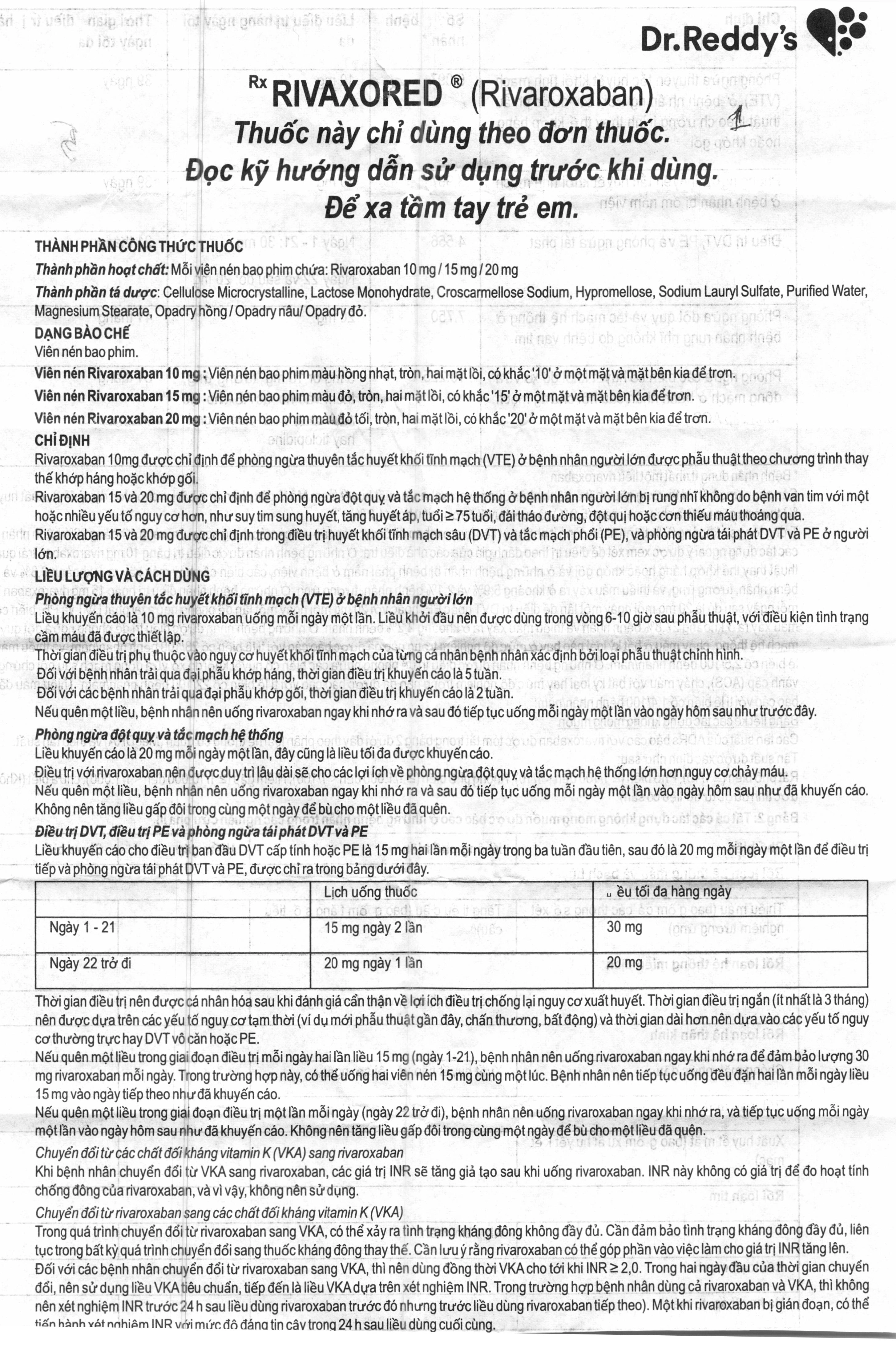 Rivaxored 10mg phòng ngừa thuyên tắc huyết khối tĩnh mạch (1 vỉ x 10 viên) - 5