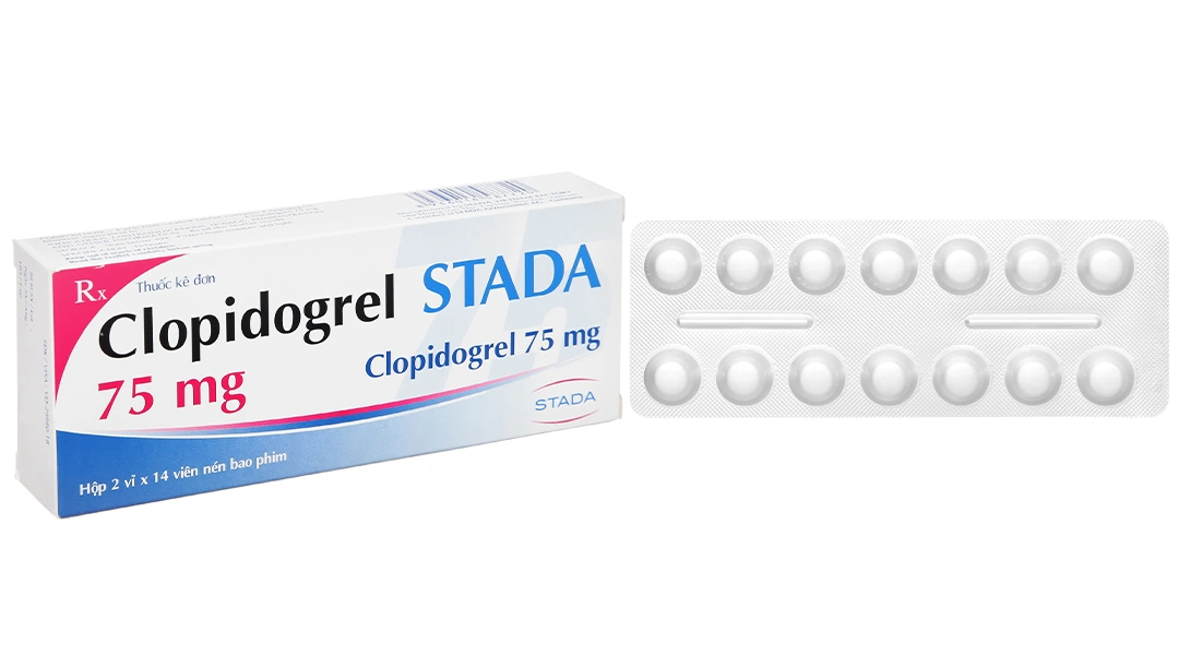 Clopidogrel Stada 75mg dự phòng biến cố do huyết khối động mạch (2 vỉ x 14 viên) - 