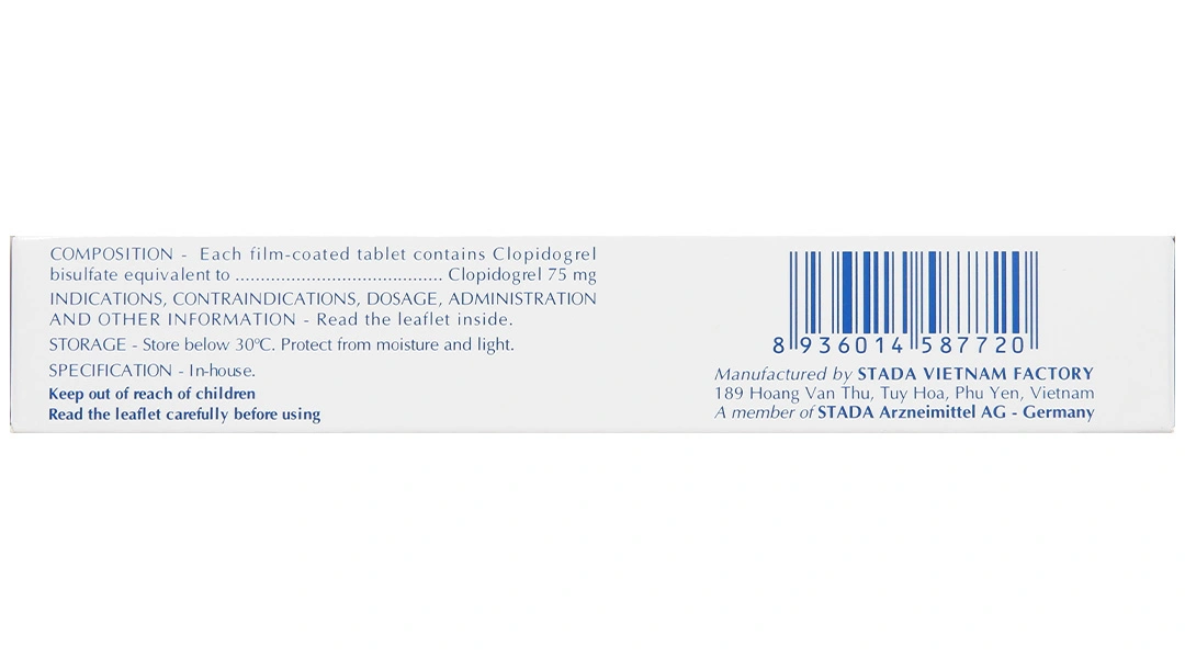 Clopidogrel Stada 75mg dự phòng biến cố do huyết khối động mạch (2 vỉ x 14 viên) - 3