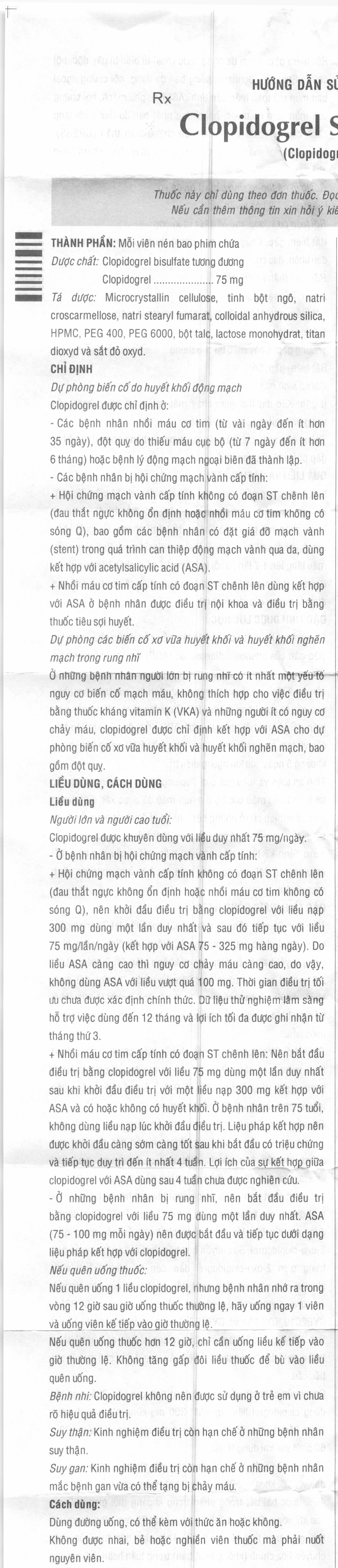 Clopidogrel Stada 75mg dự phòng biến cố do huyết khối động mạch (2 vỉ x 14 viên) - 10