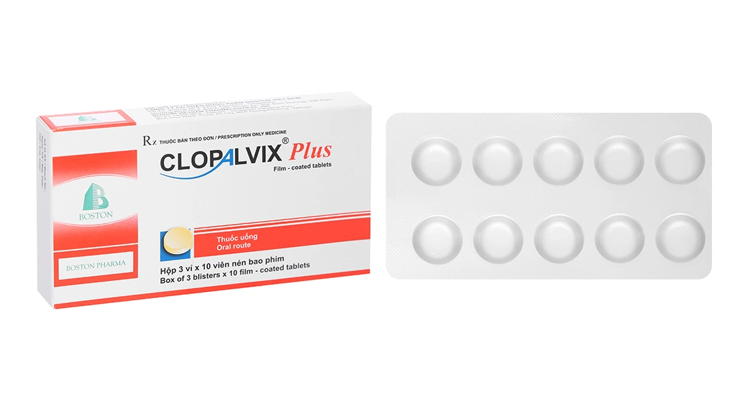 Clopalvix Plus ngừa xơ vữa động mạch, phòng ngừa huyết khối (3 vỉ x 10 viên) - 
