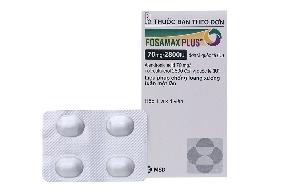 Fosamax Plus 70mg/2800IU trị loãng xương (1 vỉ x 4 viên) - 