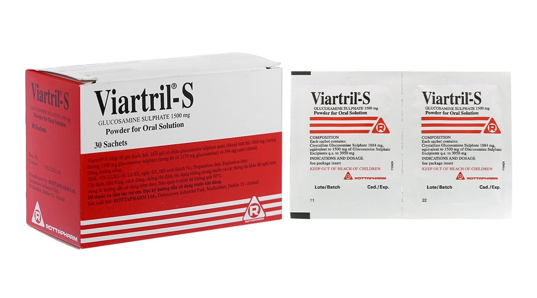 Thuốc bột Viartril-S 1500mg giảm triệu chứng của thoái hóa khớp hộp 30 gói - 