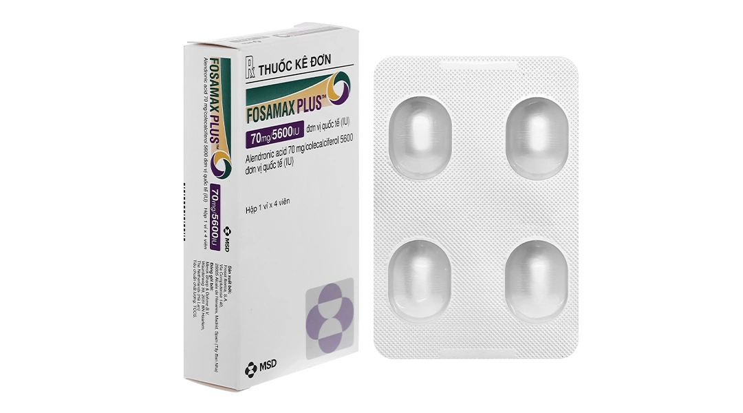 Fosamax Plus 70mg/5600IU trị loãng xương (1 vỉ x 4 viên) - 