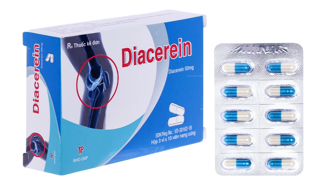 Diacerein TNP 50mg trị thoái hóa khớp hông hoặc gối (3 vỉ x 10 viên) - 