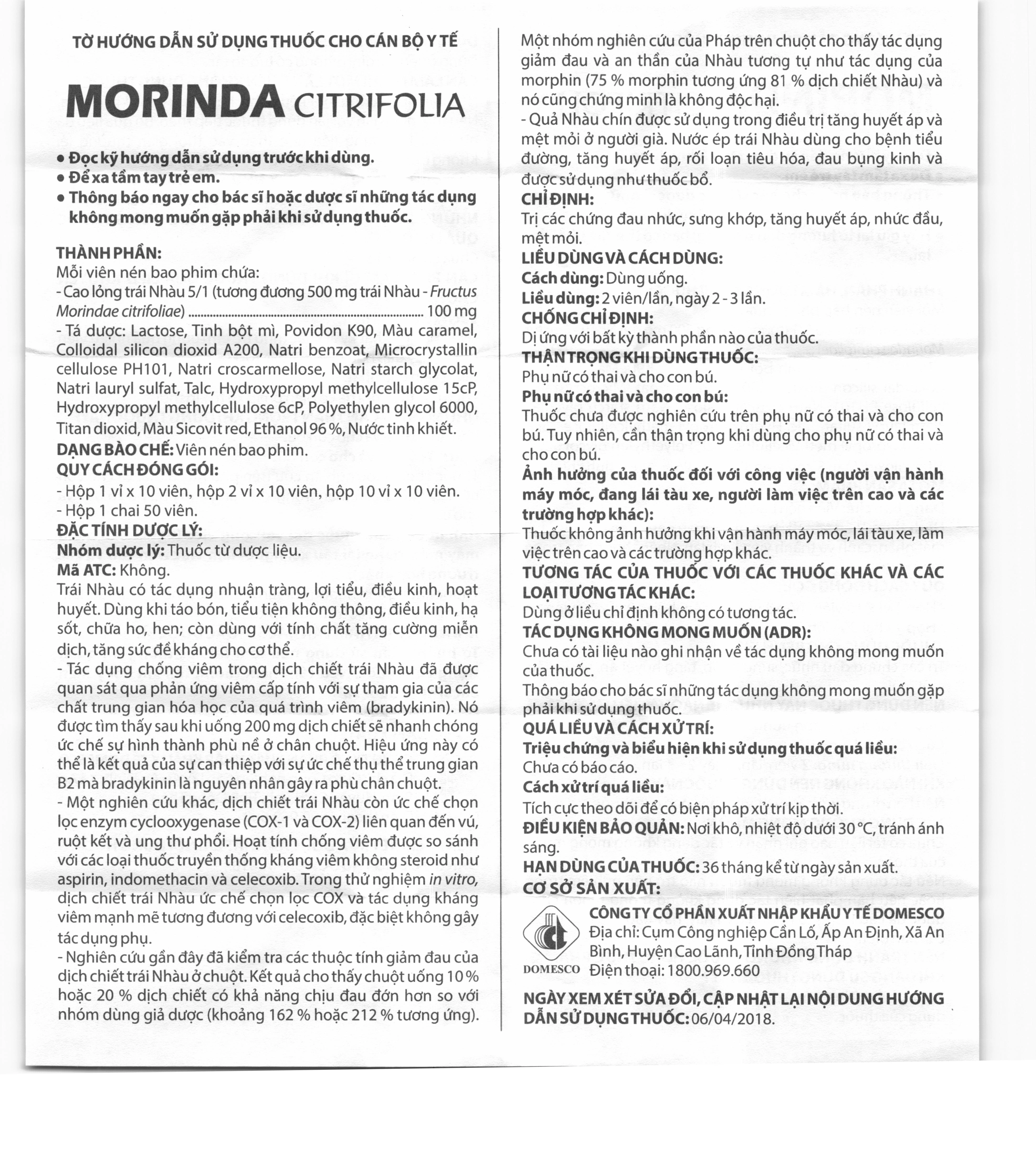 Morinda Citrifolia 100mg trị đau nhức, sưng khớp lọ 50 viên - 8