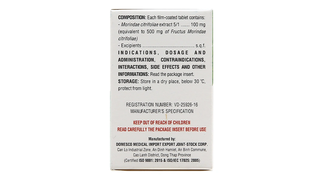 Morinda Citrifolia 100mg trị đau nhức, sưng khớp lọ 50 viên - 3