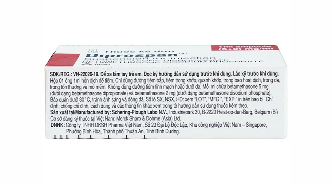 Hỗn dịch tiêm Diprospan trị bệnh cơ xương và mô mềm (1 ống x 1ml) - 2
