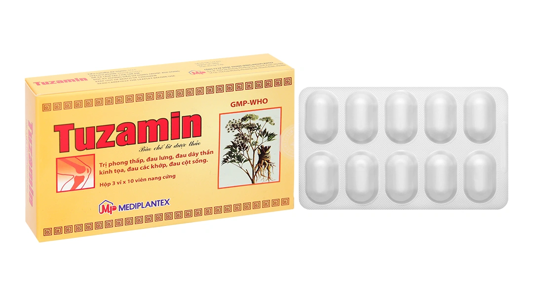 Tuzamin trị phong thấp, đau lưng, đau dây thần kinh tọa (3 vỉ x 10 viên) - 