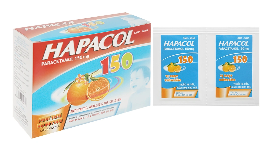 Bột sủi Hapacol 150 giảm đau, hạ sốt (24 gói x 1.5g) - 