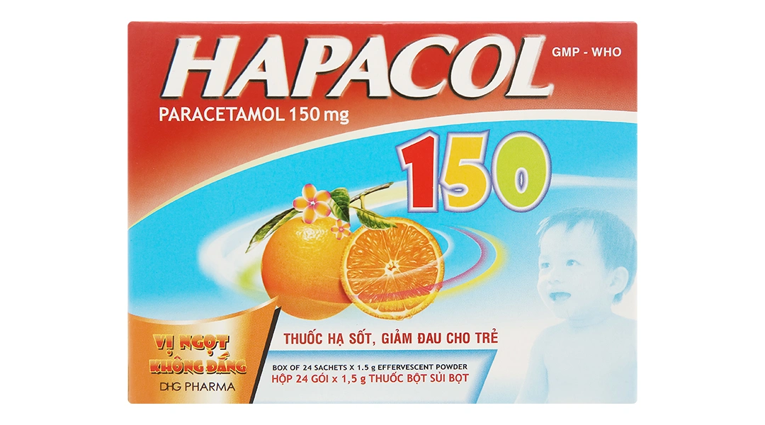 Bột sủi Hapacol 150 giảm đau, hạ sốt (24 gói x 1.5g) - 1