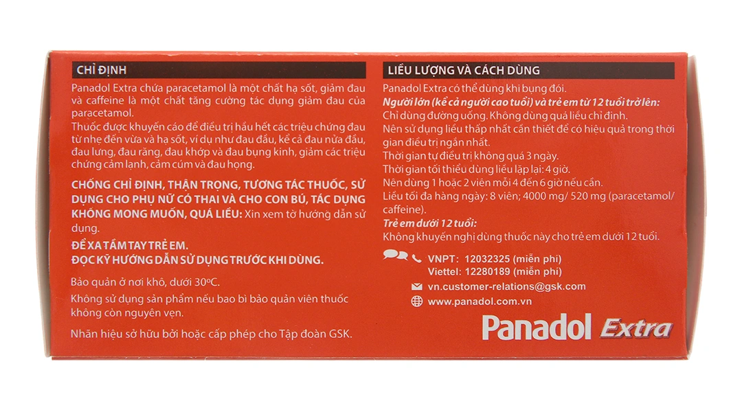 Panadol Extra giảm đau hạ sốt (15 vỉ x 12 viên) - 3