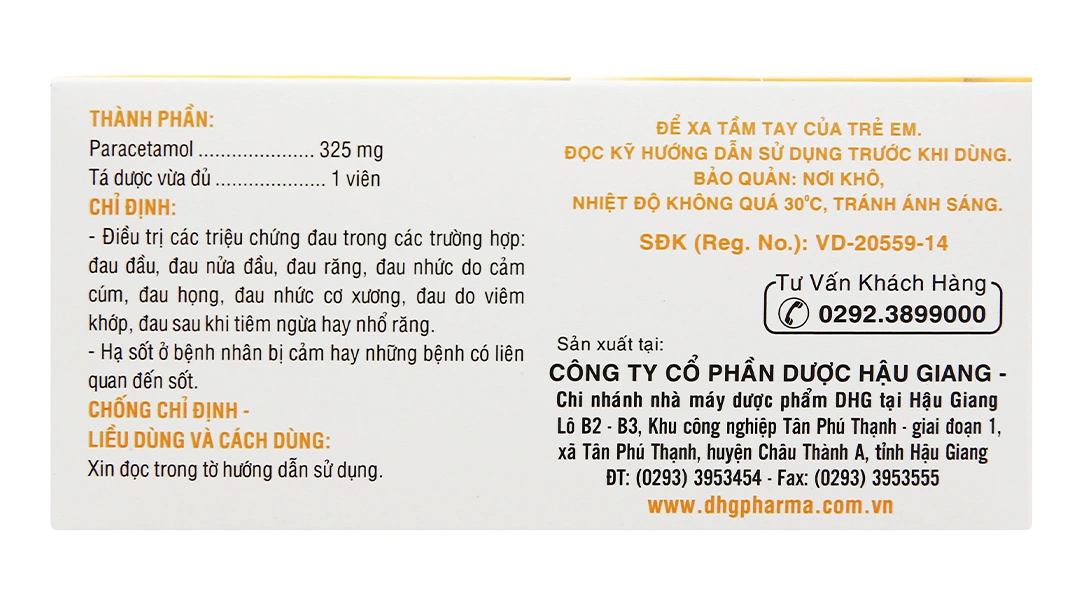 Hapacol 325 giảm đau, hạ sốt (10 vỉ x 10 viên) - 1