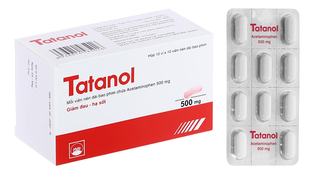 Tatanol 500mg giảm đau, hạ sốt (10 vỉ x 10 viên) - 