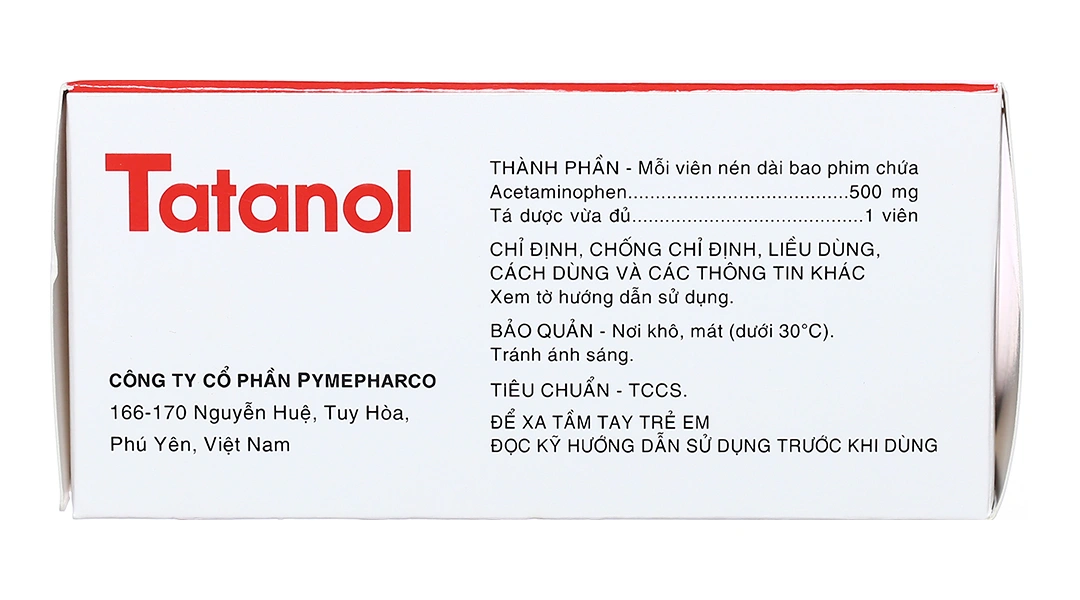 Tatanol 500mg giảm đau, hạ sốt (10 vỉ x 10 viên) - 3