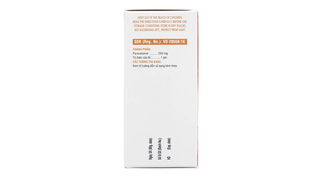 Bột sủi Hapacol 250 giảm đau, hạ sốt (24 gói x 1.5g) - 2