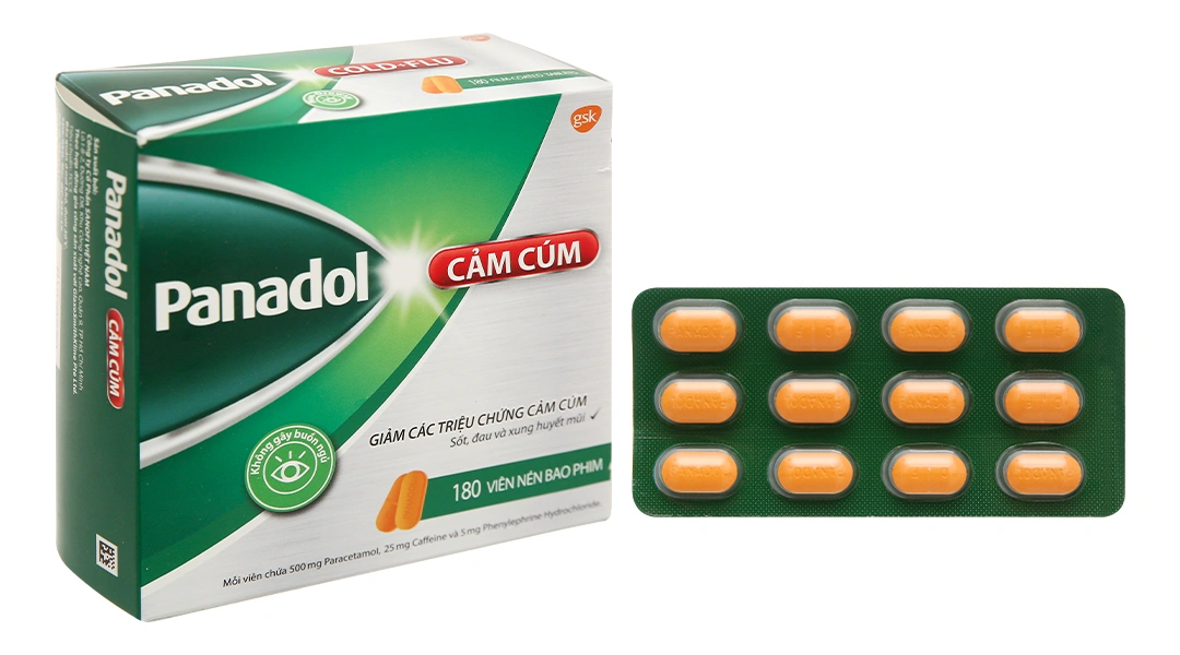 Panadol Cảm Cúm giảm các triệu chứng sốt, đau, sung huyết mũi (15 vỉ x 12 viên) - 