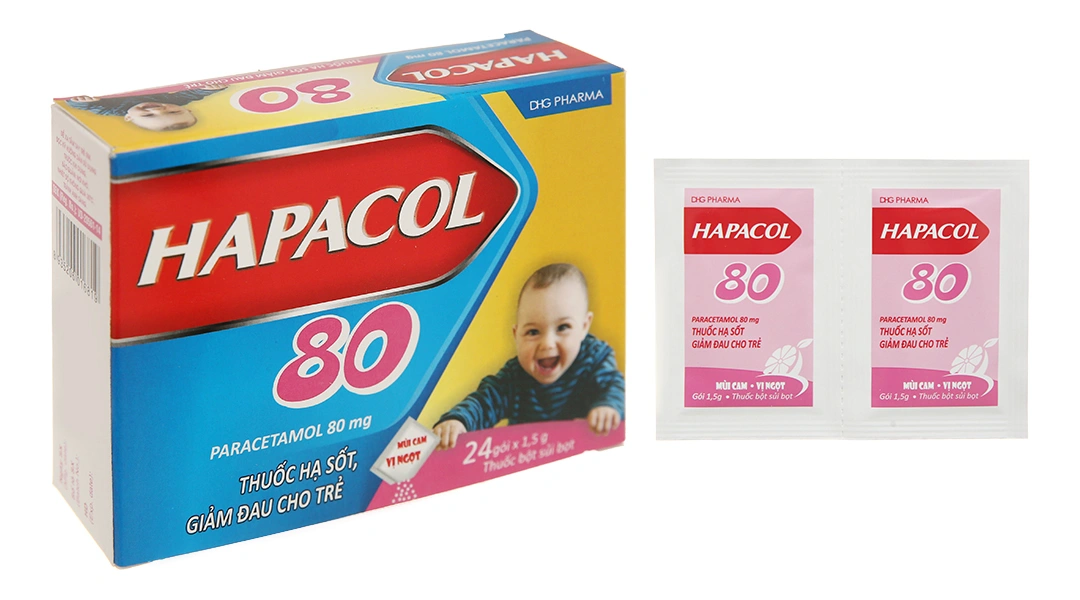 Bột sủi Hapacol 80 giảm đau, hạ sốt cho trẻ (24 gói x 1.5g) - 