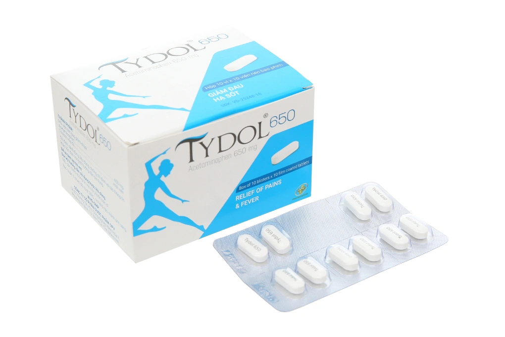 Tydol 650 hạ sốt, giảm đau từ nhẹ đến trung bình (10 vỉ x 10 viên) - 