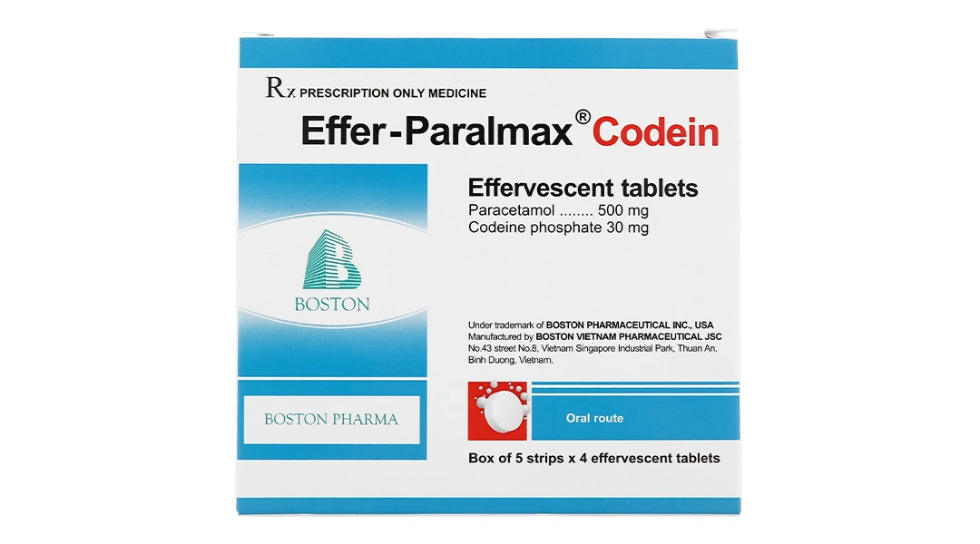 Viên sủi Effer-Paralmax Codein giảm đau cấp tính ở mức độ trung bình (5 vỉ x 4 viên) - 1