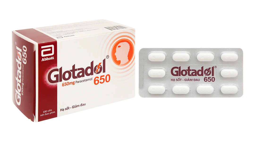 Glotadol 650 hạ sốt, giảm đau từ nhẹ đến vừa (10 vỉ x 10 viên) - 
