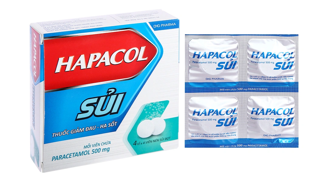 Hapacol Sủi 500mg giảm đau, hạ sốt (4 vỉ x 4 viên) - 