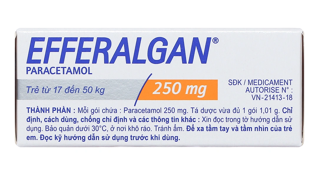 Bột sủi Efferalgan 250mg giảm đau, hạ sốt (12 gói x 1.01g) - 3