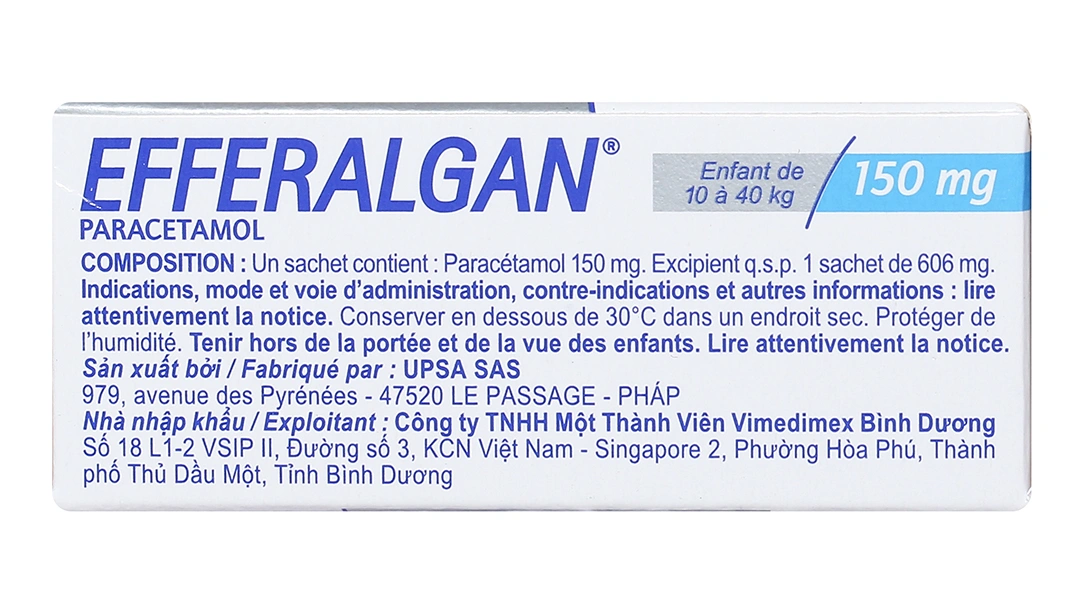 Bột sủi Efferalgan 150mg giảm đau từ nhẹ đến vừa, hạ sốt (12 gói x 0.606g) - 3
