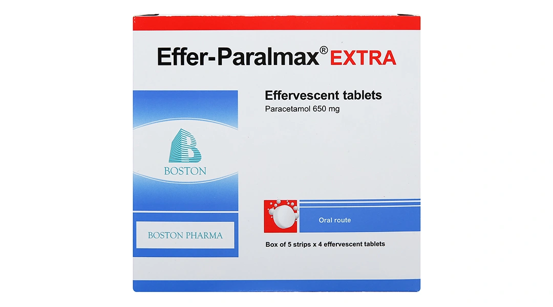 Viên sủi Effer-Paralmax Extra 650mg giảm đau, hạ sốt từ nhẹ đến vừa (5 vỉ x 4 viên) - 1