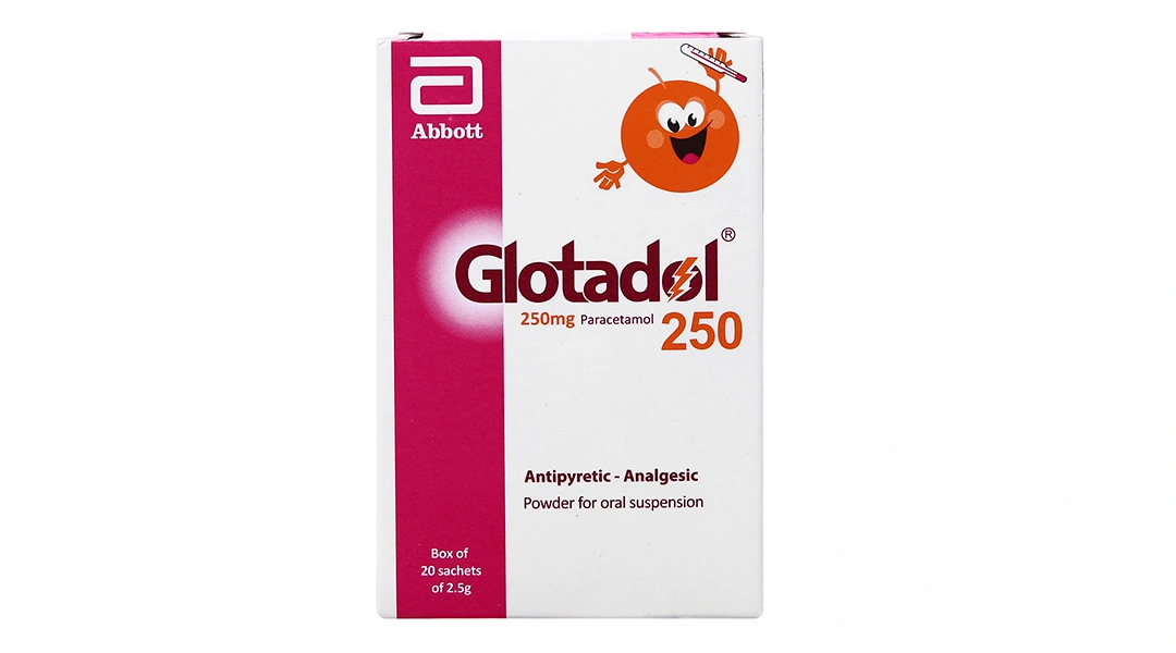 Bột pha hỗn dịch uống Glotadol 250 giảm đau, hạ sốt do cảm cúm (20 gói x 2.5g) - 1