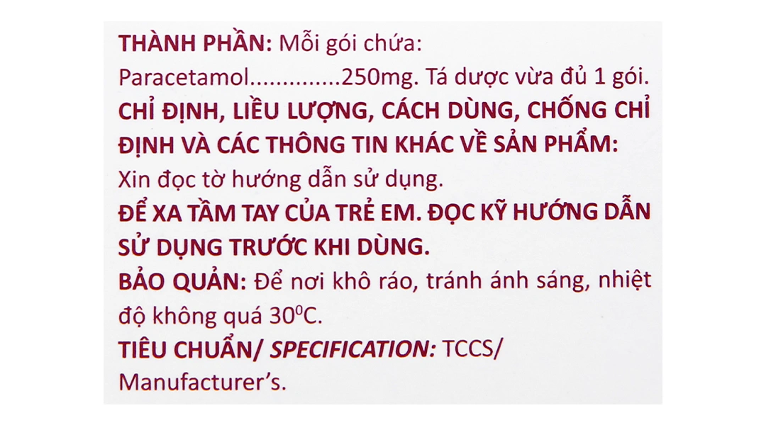 Bột pha hỗn dịch uống Glotadol 250 giảm đau, hạ sốt do cảm cúm (20 gói x 2.5g) - 5