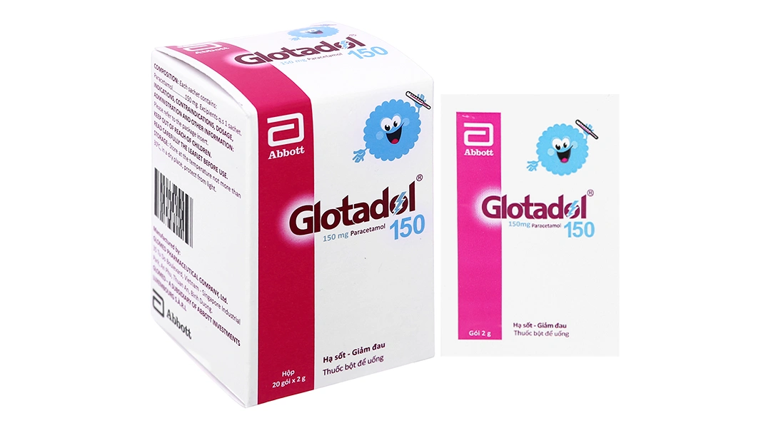 Bột pha hỗn dịch uống Glotadol 150 giảm đau, hạ sốt (20 gói x 2g) - 