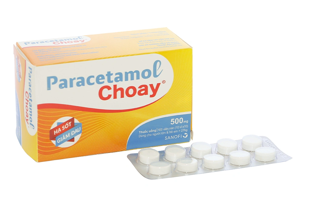 Paracetamol Choay 500mg hạ sốt, giảm đau từ nhẹ đến vừa (10 vỉ x 10 viên) - 