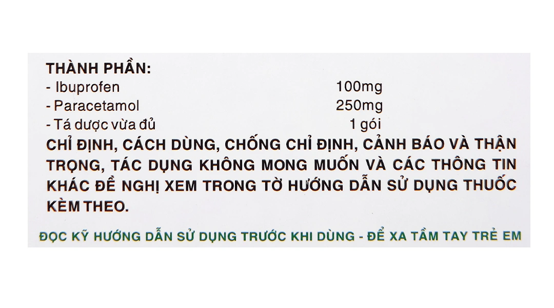 Thuốc cốm Maxibumol 100mg/250mg giảm đau, hạ sốt, kháng viêm (12 gói x 1g) - 5